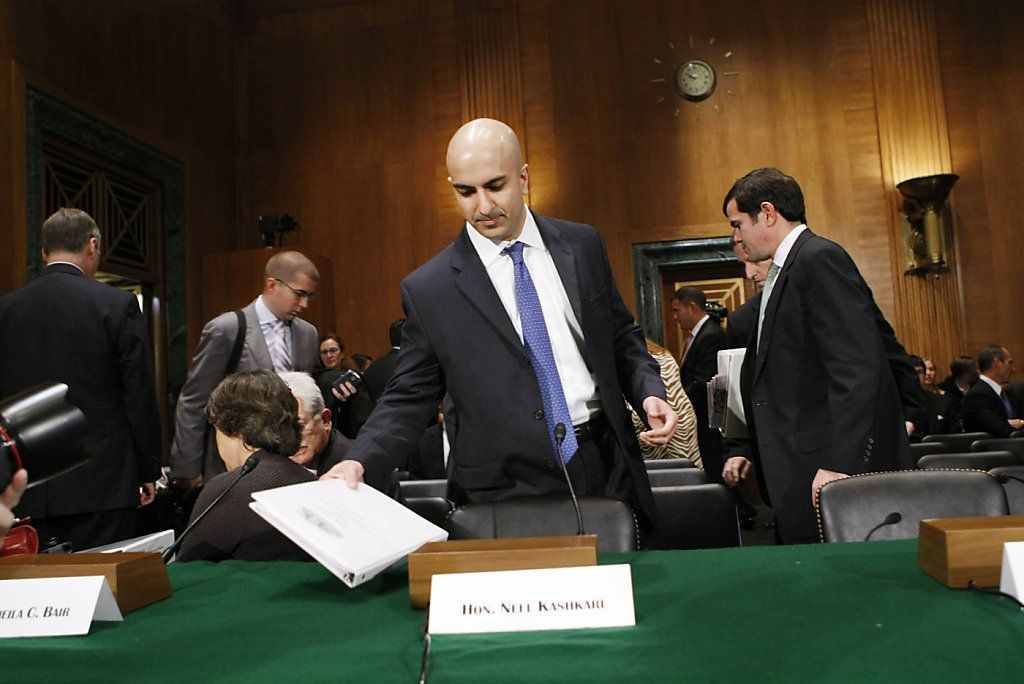 Neel Kashkari, assistant Treasury secretary in 2008, arrives at a Senate Banking Committee hearing on the U.S. financial crisis.