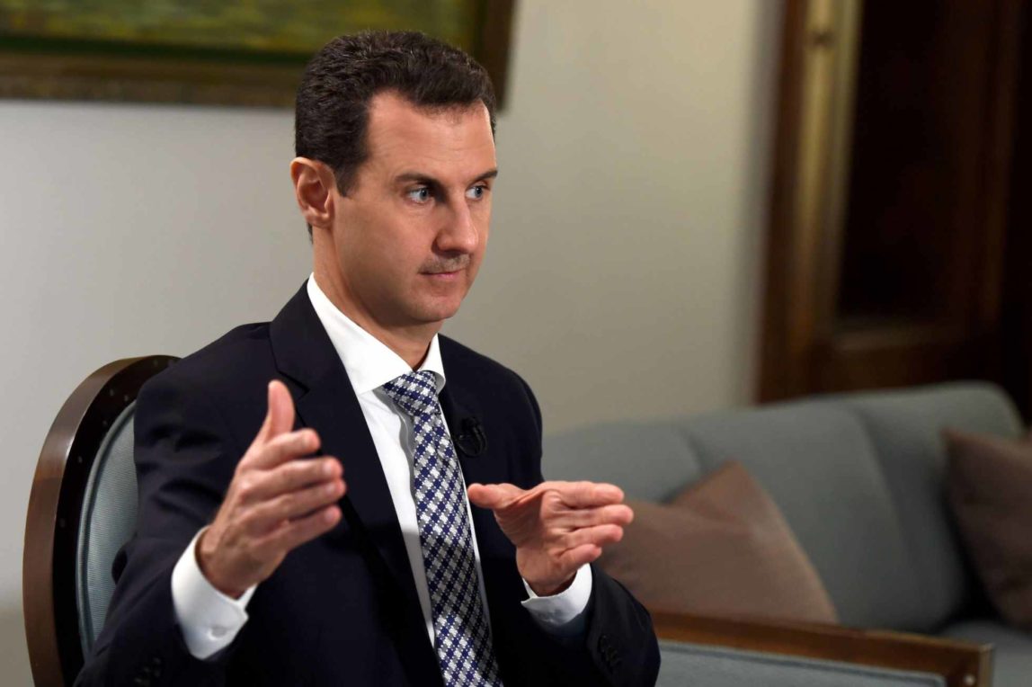 Bashar al-Assad during the interview in Damascus on Saturday. SYRIAN PRESIDENT’S OFFICE