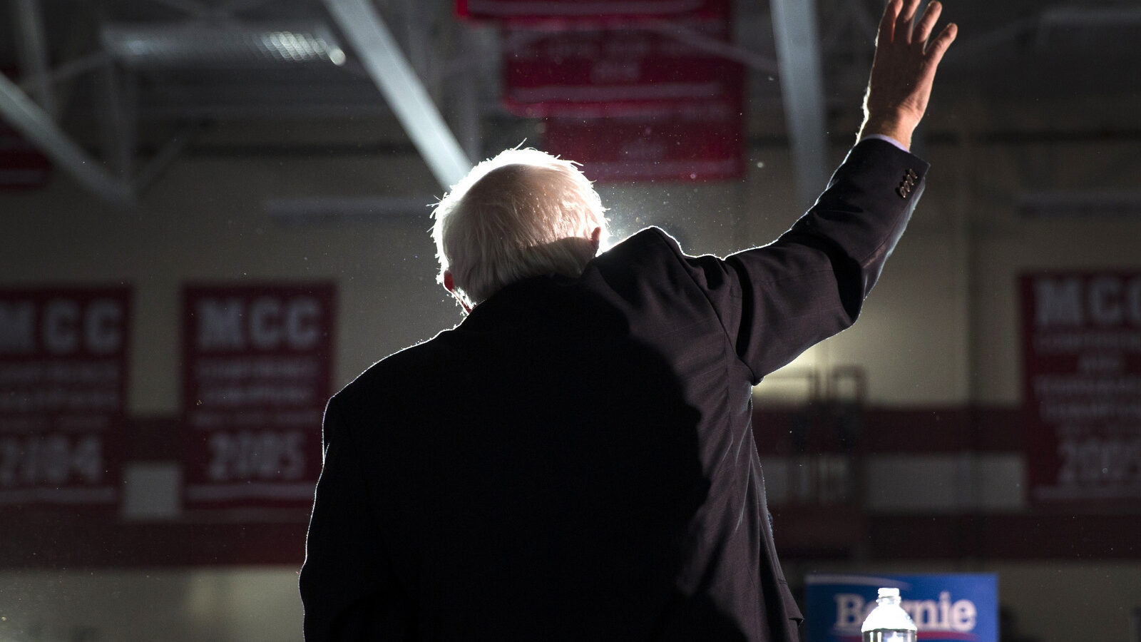 Democratic presidential candidate Sen. Bernie Sanders, I-Vt., waves during a campaign rally at Grand View University, on Sunday, Jan. 31, 2016, in Des Moines, Iowa. (AP Photo/Evan Vucci)