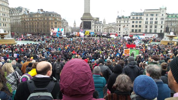Early estimates had Saturday's crowd in the "many tens of thousands." (Photo: @GreenpeaceUK/Twitter)