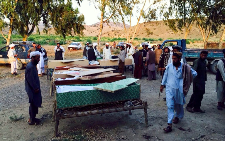 Mourners after alleged US drone strike kills 14 in Khost, June 2015 (Photo: Gul Marjan Farooqzoi)