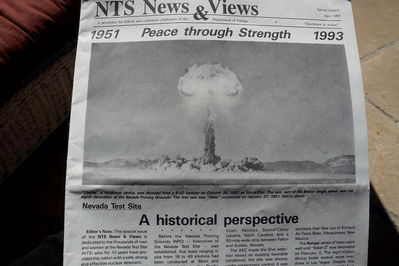 A newspaper article dated April, 1993 about the Nevada Test Site (Photo: Derrick Broze/MintPress News)