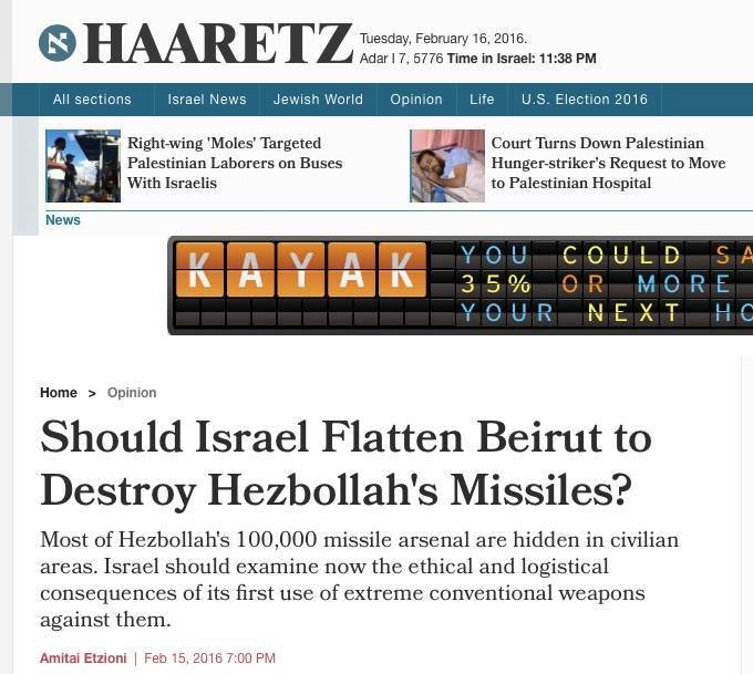 This was Haaretz's original headline for the Etzioni article