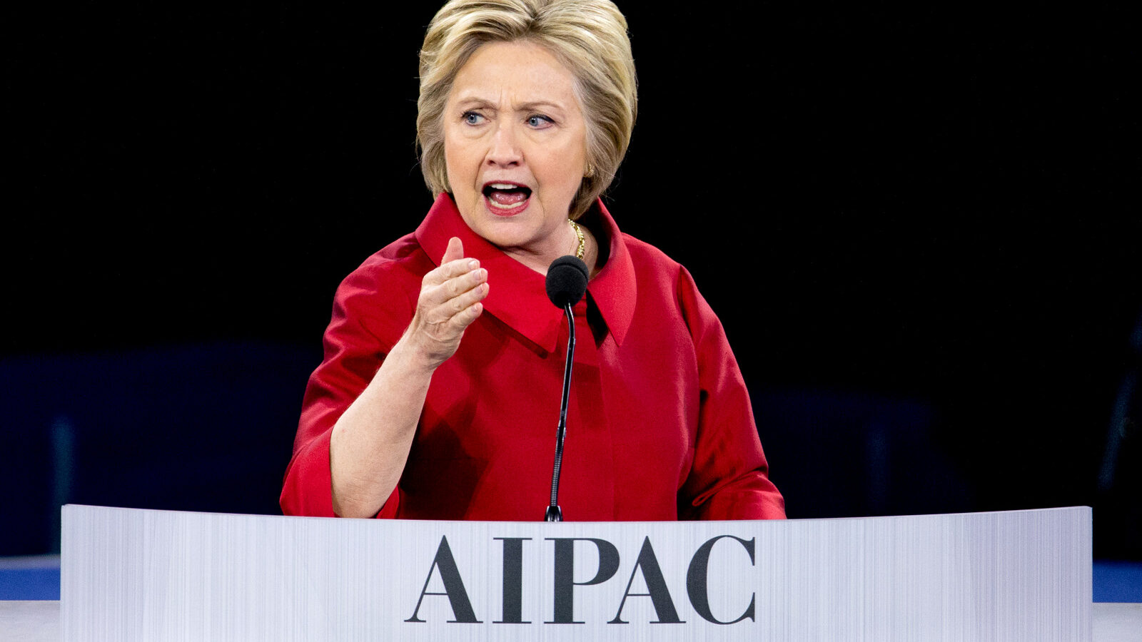 Democratic presidential candidate Hillary Clinton speaks at the 2016 American Israel Public Affairs Committee (AIPAC) Policy Conference, March 21, 2016, at the Verizon Center in Washington. (AP Photo/Andrew Harnik)