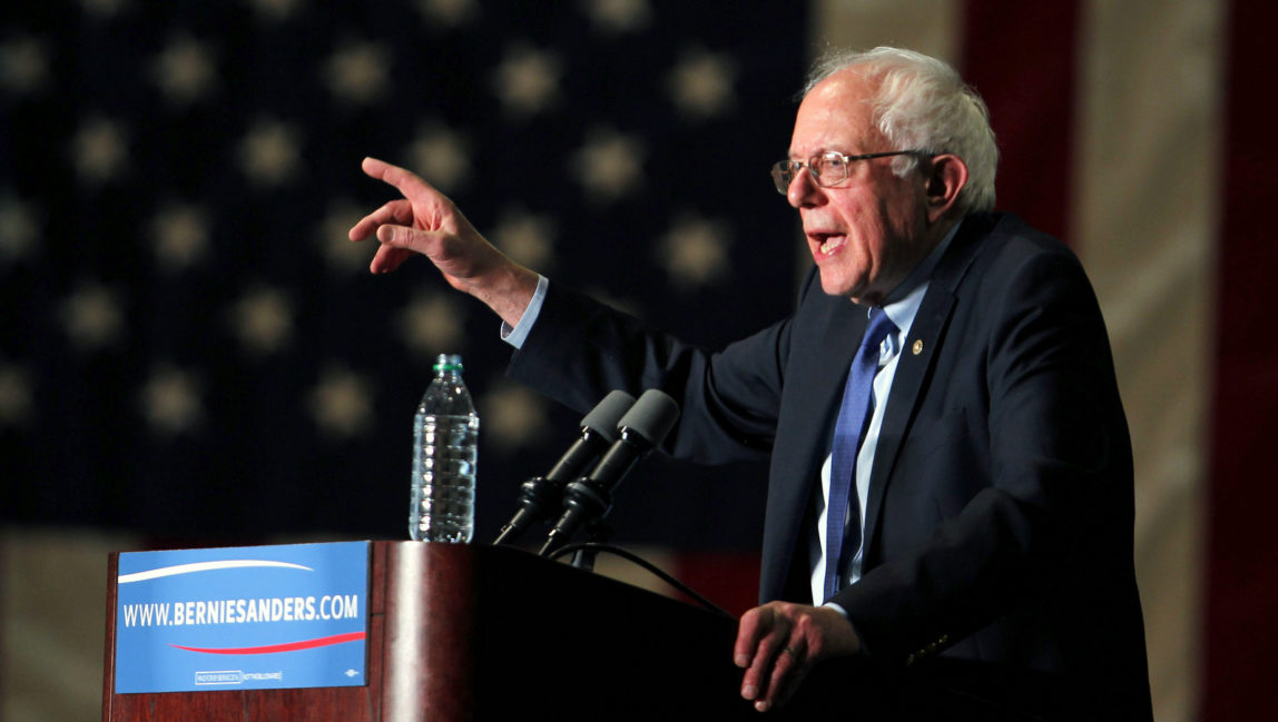 Democratic presidential candidate, Sen. Bernie Sanders, I-Vt., speaks at a campaign rally at the Phoenix Convention Center in Phoenix, Tuesday, March 15, 2016. (AP Photo/Ricardo Arduengo)
