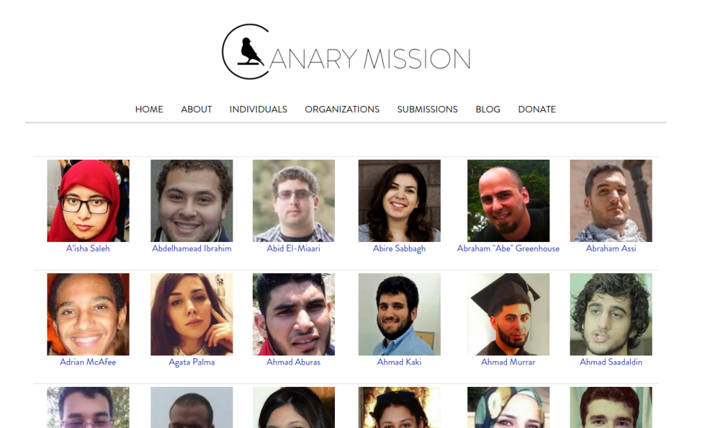 Image Source: Screenshot Canary Mission