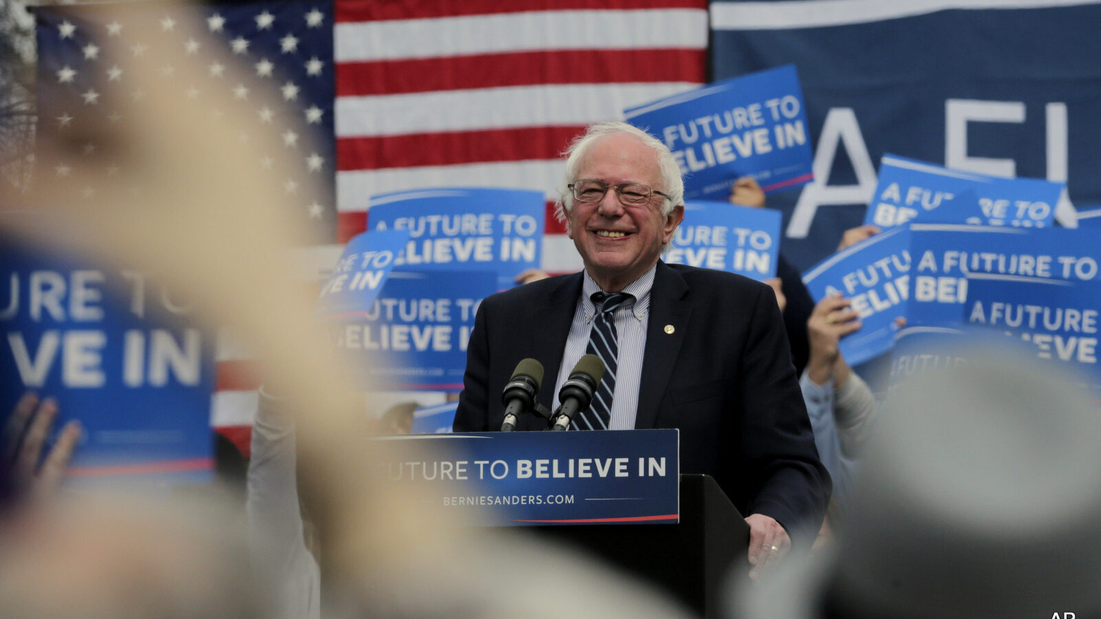 Democratic presidential candidate Sen. Bernie Sanders, I-Vt., during a campaign rally in Hartford, Conn., Monday, April 25, 2016.