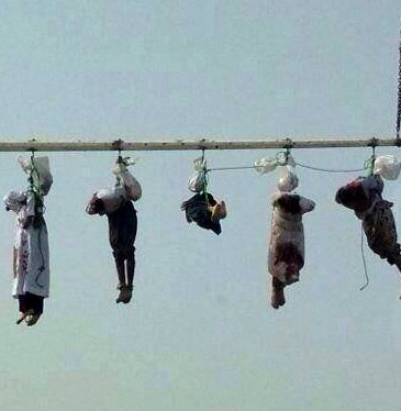 The 'crucifixion' of 5 beheaded bodies in Saudi Arabia.