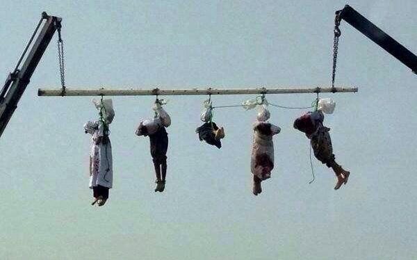 The 'crucifixion' of 5 beheaded bodies in Saudi Arabia.