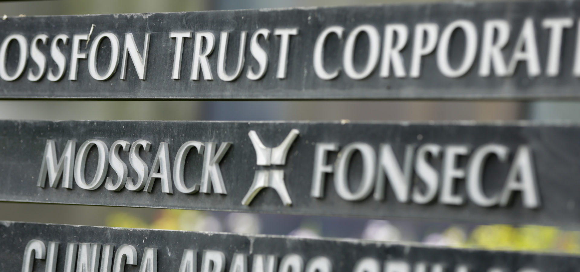 A marquee of the Arango Orillac Building lists the Mossack Fonseca law firm, in Panama City, Monday, April 4, 2016. Panama's president says his government will cooperate "vigorously" with any judicial investigation arising from the leak of a vast trove of information on the offshore financial dealings of the world's rich and famous. An international coalition of media outlets Sunday published investigations it said stemmed from the leak of 115 million records kept by the Panama-based law firm Mossack Fonseca on behalf of clients. (AP Photo/Arnulfo Franco)