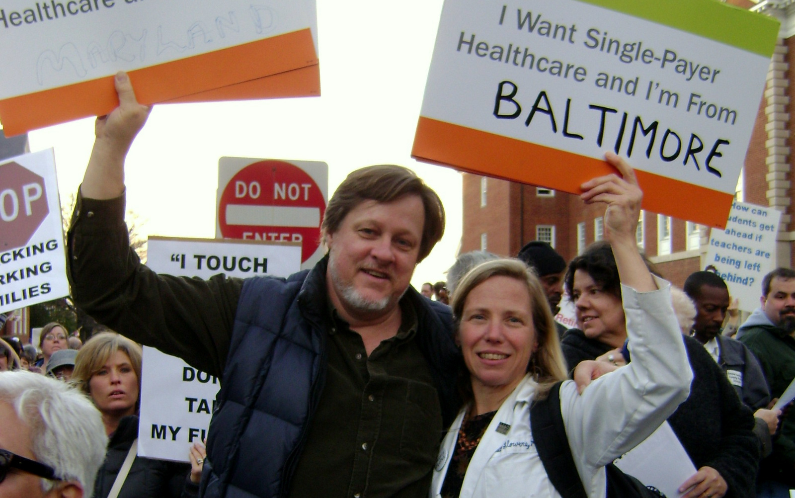 Above: Kevin Zeese and Margaret Flowers at a single payer health care rally in Baltimore, MD.