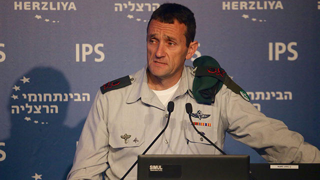 Israel’s military intelligence chief Major General Herzi Halevy speaks at the Herzliya Conference.