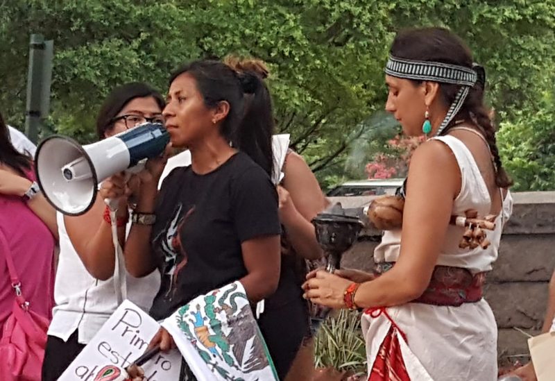 Magdalena Gutierrez: Magdalena Maria Gutierrez, a resident of Austin, Texas who was born in Oaxaca, Mexico, speaks at a June 23, 2016 rally at the Texas Capitol organized by the Committee in Solidarity with Teachers in Mexico. (Kit O'Connell for MintPress) 