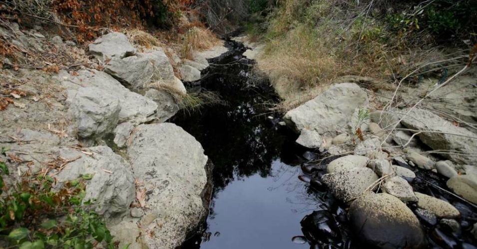 Oil spreads throughout Ventura County's Prince Barranca ravine. (Photo: AP)