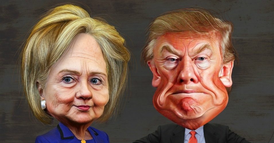 Caricatures of Hillary Clinton and Donald Trump. (Photo: DonkeyHotey/flickr/cc)