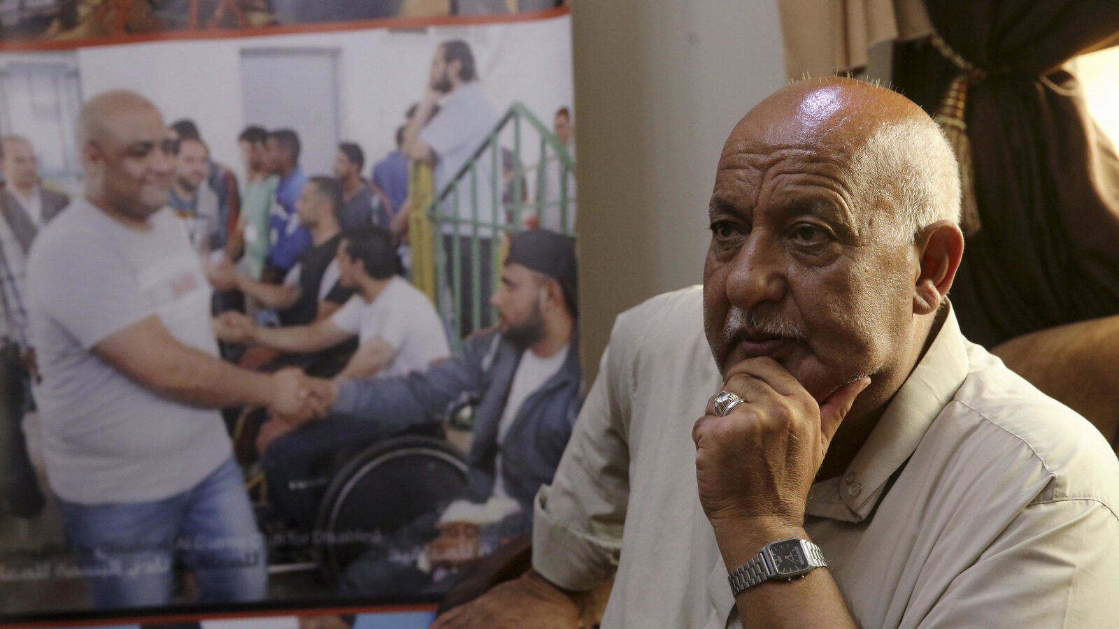 Khalil el-Halabi, 63, the father of Mohammed, Gaza director of the international charity World Vision, who is detained and was tortured by Israeli security for allegedly diverting funds to Hamas. Israel's Shin Bet security agency says el-Halabi confessed to siphoning about $7.2 million a year to Hamas over a period of five years. World Vision says this figure is more than its total budget of $22.5 million over the last decade.