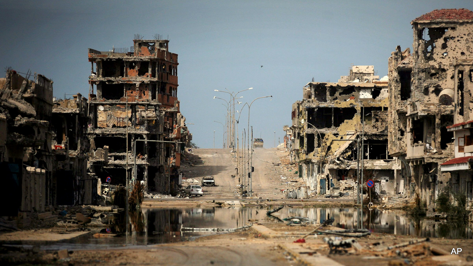A photo from 2011 shows buildings ravaged by fighting in Sirte, Libya. Islamic State militants have controlled the city since August 2015. The U.S. military has announced ongoing airstrikes against targets in Sirte.
