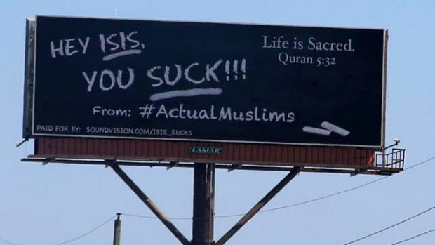ISIS you suck!!!' billboard in Chicago (Sound Vision)