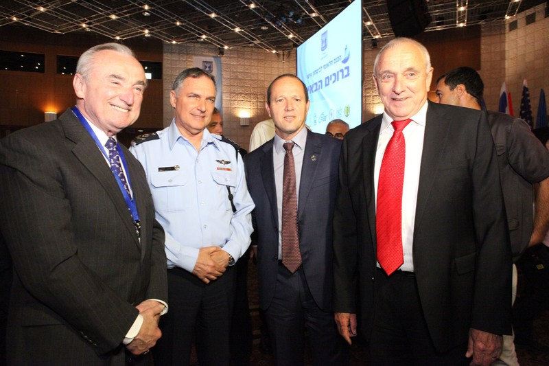 NYPD Commissioner William Bratton poses with Israeli officials at the First National Personal Security Conference in Israel.