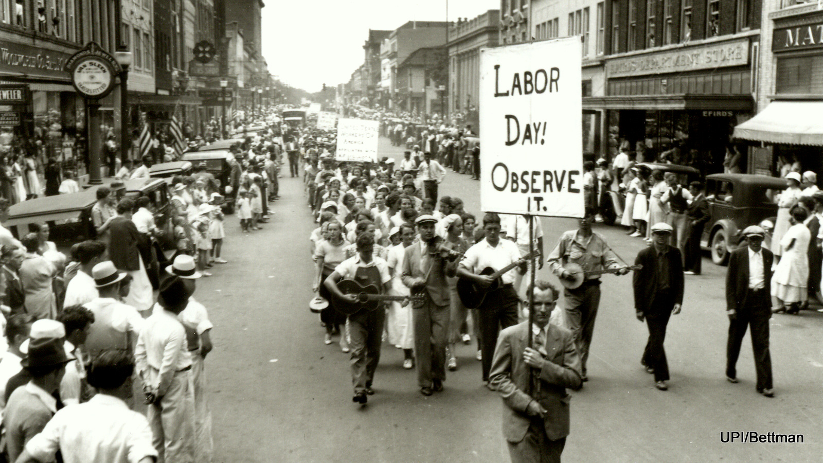 Striking textile workers march during a Labor Day parade in 1934 in Gastonia, North Carolina. abor Day, an annual celebration of workers and their achievements, originated during one of American labor history’s most dismal chapters.