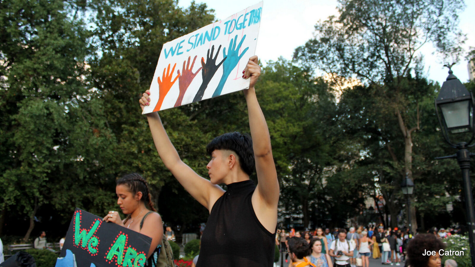 Hundreds rally Washington Square Park in New York to support Native land and water defenders opposing the Dakota Access Pipeline in Standing Rock, North Dakota on Friday. September 9, 2016.