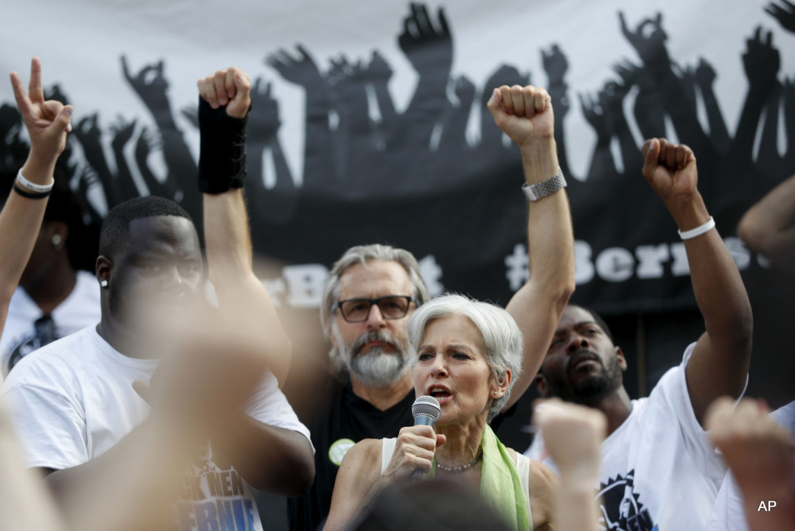 Dr. Jill Stein, Green Party presidential nominee, speaks at a rally in Philadelphia, Wednesday, July 27, 2016.