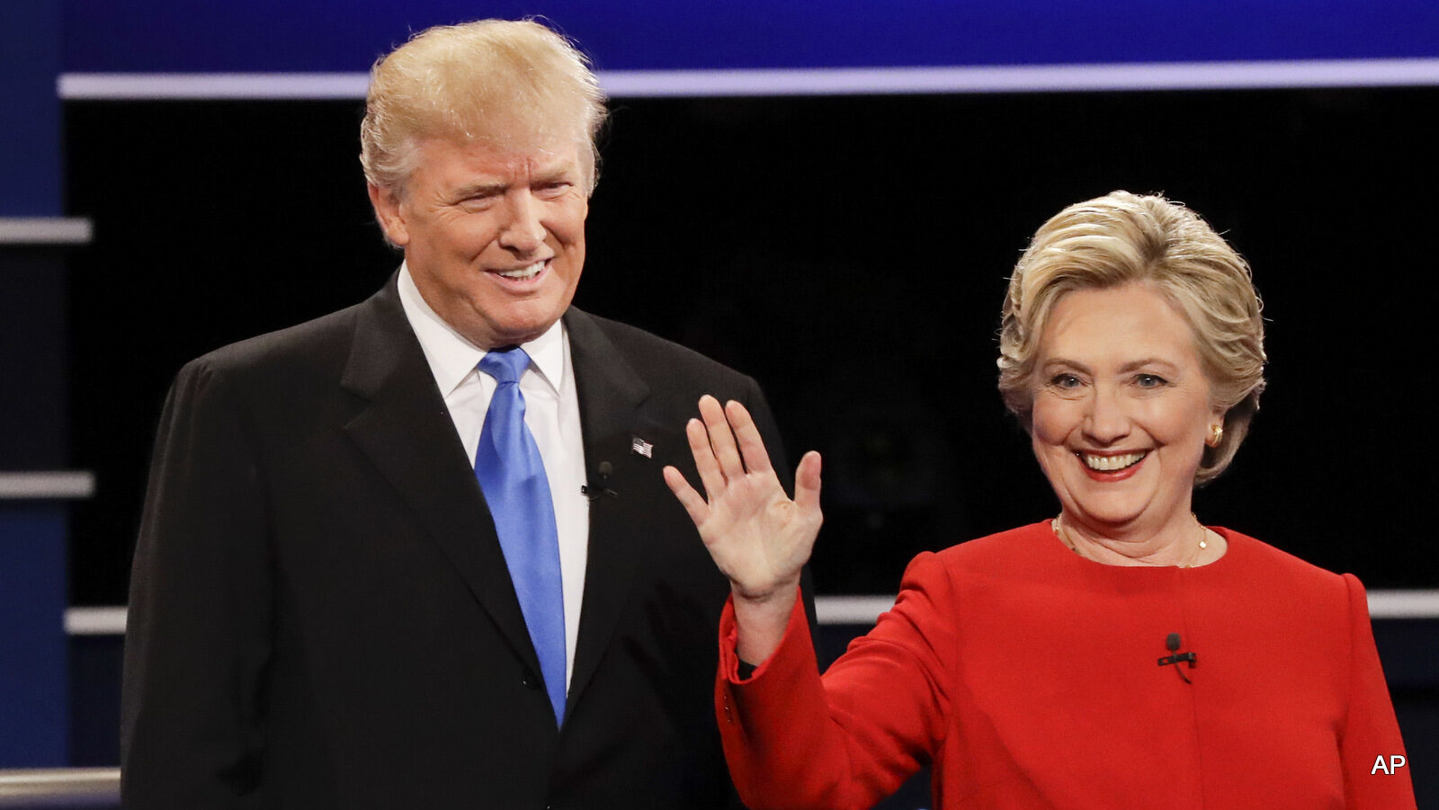 Republican presidential nominee Donald Trump and Democratic presidential nominee Hillary Clinton are introduced during the presidential debate at Hofstra University in Hempstead, N.Y., Monday, Sept. 26, 2016.