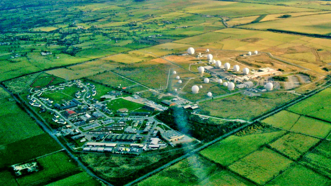 The Menwith Hill spy base near Harrogate in North Yorkshire, England, is the largest electronic monitoring station in the world.