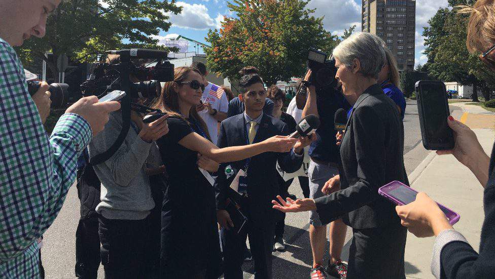 Jill speaks to MSNBC before being escorted off Hofstra’s campus. (Twitter/Jill Stein)