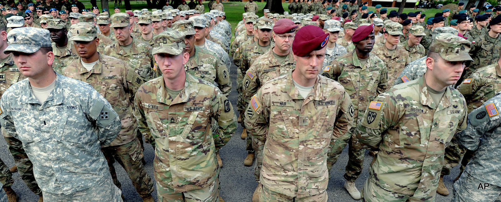 U.S. Army soldiers representing units participating in the the Anaconda-16 military exercise, attend the opening ceremony, in Warsaw, Poland, Monday, June 6, 2016. Poland and some NATO members launched their biggest ever exercise, involving some 31,000 troops in a show of force to neighboring Russia.