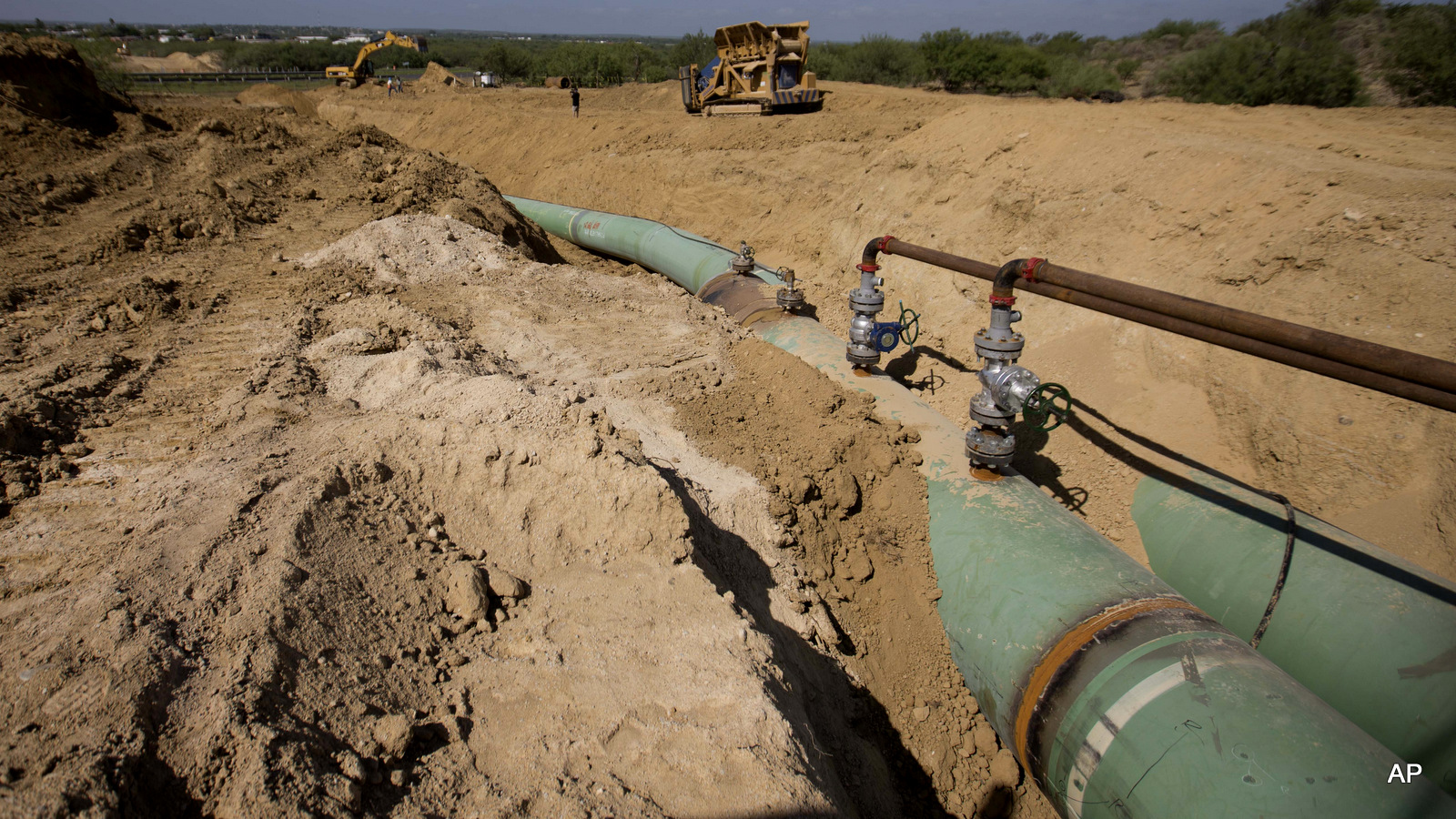 Pipelines to carrying gas from Texas to Mexico, eventually reaching the city of Guanajuato, are laid underground near General Bravo, in Nuevo Leon state, Mexico.