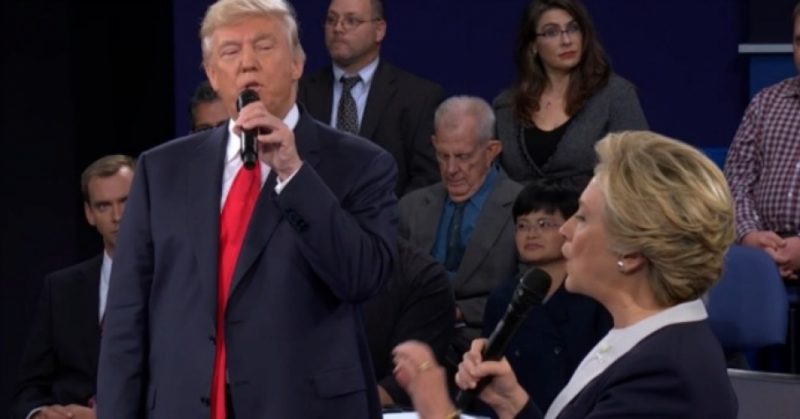 "If I win," Donald Trump warned Hillary Clinton during Sunday's night's town hall-style debate, "I'm going to instruct my attorney general to get a special prosecutor to look into your situation." (Image: Pool/NBC News)