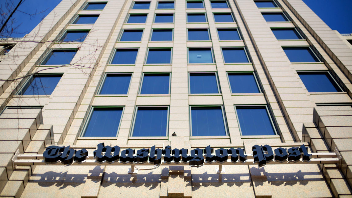 The One Franklin Square Building on K Street NW in Washington, Friday, Dec. 11, 2015, home of the Washington Post newspaper. (AP Photo/Pablo Martinez Monsivais)