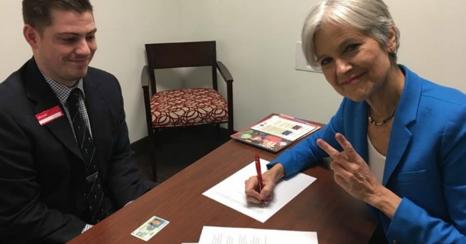 Jill Stein filing for a recount in Wisconsin on Friday, November 25. (Photo: Jill Stein/Facebook)