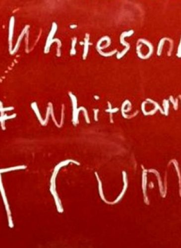 Racist graffiti scrawled on one student's locker at Maple Grove High School, in Minnesota one day after Donald Trump won the presidential election.