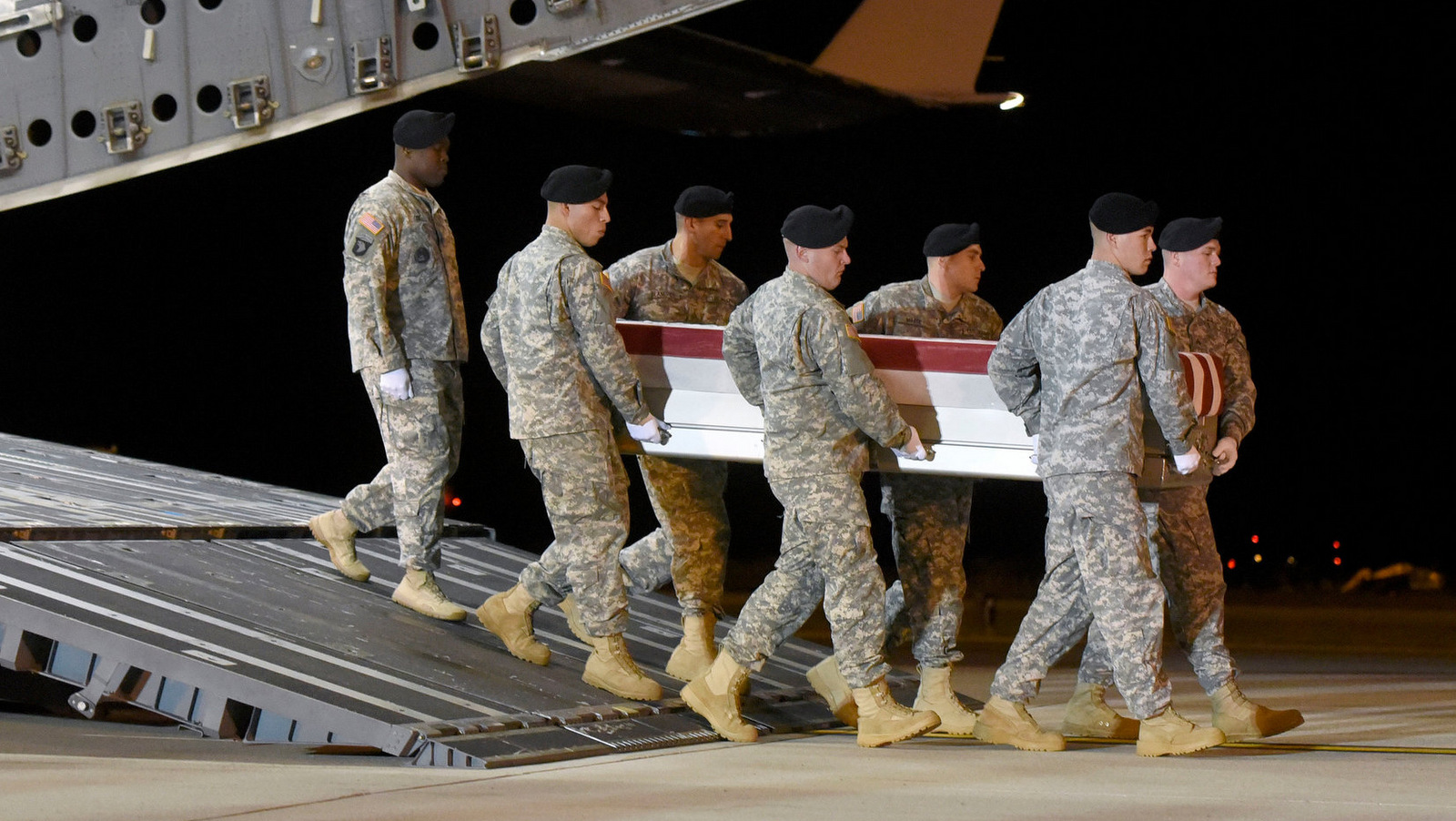 The remains of Staff Sgt. James F. Moriarty were carried by an Army team at Dover Air Force Base in Delaware last week. 