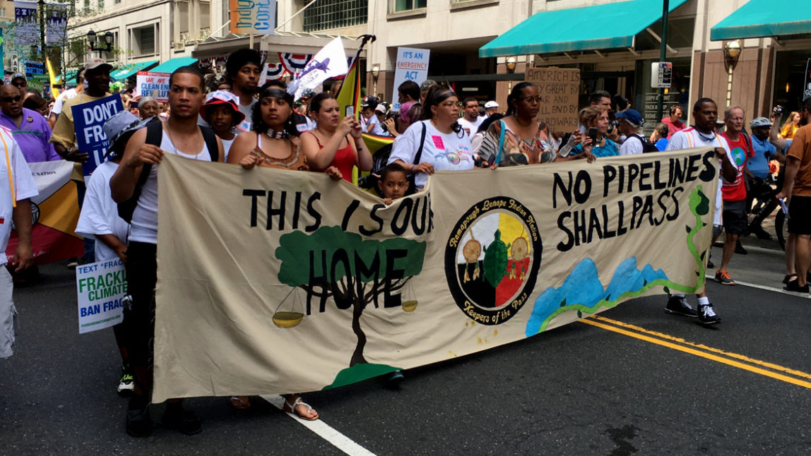 Members of the Ramapough Lunaap demonstrate during the Clean Energy March in Philadelphia on July 24, 2016. (Photo: Mark Dixon/flickr/cc)