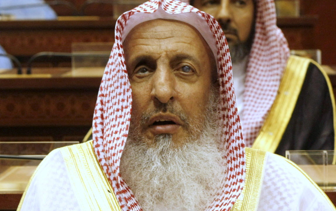 Saudi Arabia Salafist top cleric, Sheikh Abdul Aziz al-Sheikh, listens to a speech of King Abdullah of Saudi Arabia at the Consultative Council in Riyadh, Saudi Arabia. (AP Photo/Hassan Ammar, File)
