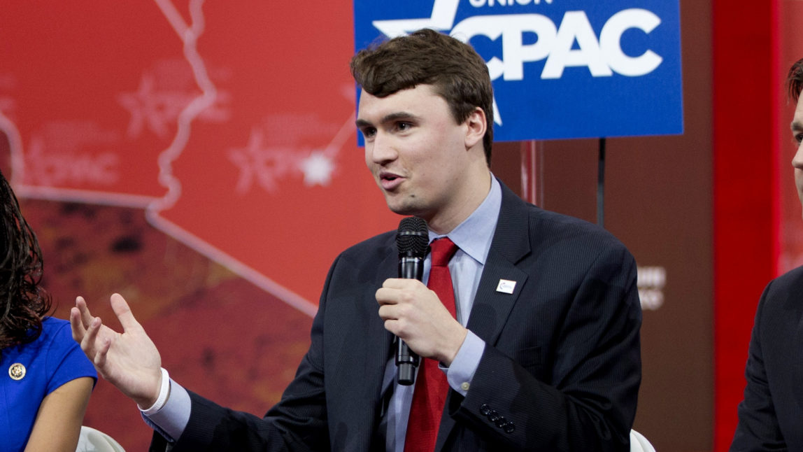 Charlie Kirk, of Turning Point USA, participates in a panel discussion during the Conservative Political Action Conference (CPAC) in National Harbor, Md., Thursday, Feb. 26, 2015. (AP Photo/Carolyn Kaster)