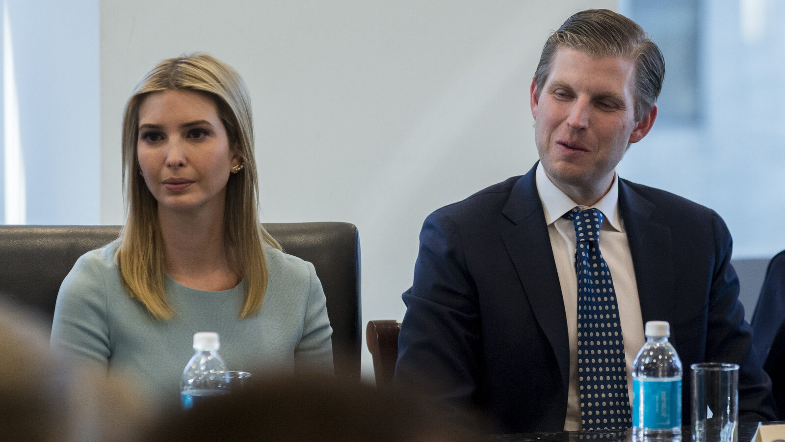 Ivanka and Eric Trump are seen at a meeting of technology leaders in the Trump Organization conference room at Trump Tower in New York, NY, USA on December 14, 2016. Credit: Albin Lohr-Jones / Pool via CNP /MediaPunch/IPX