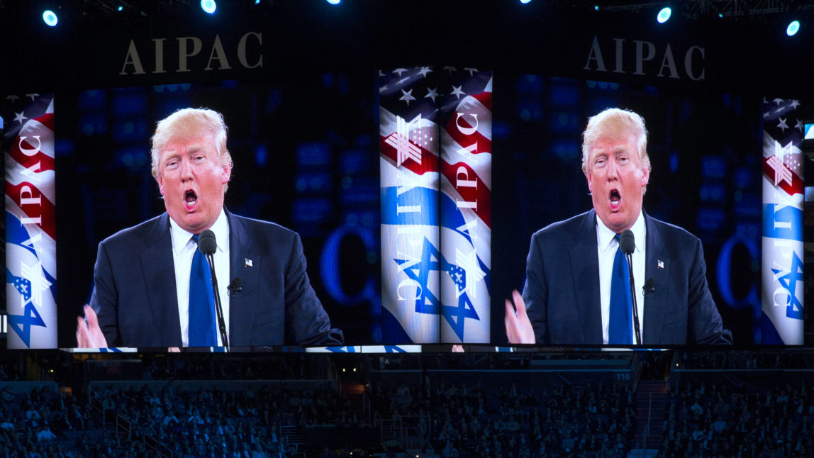 Republican presidential candidate Donald Trump speaks at the 2016 American Israel Public Affairs Committee (AIPAC) Policy Conference at the Verizon Center, on Monday, March 21, 2016, in Washington. (AP Photo/Evan Vucci)