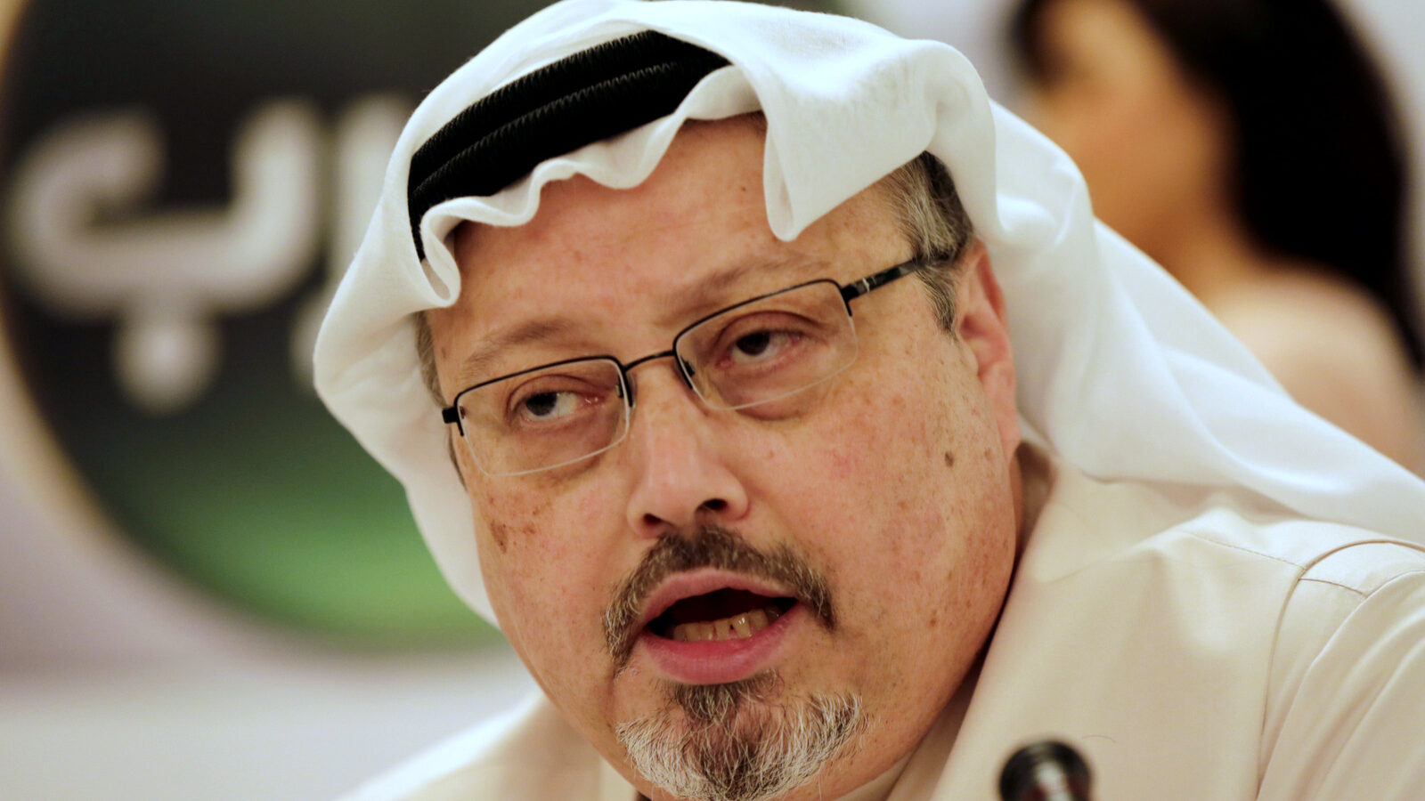 Jamal Khashoggi speaks during a press conference in Manama, Bahrain, Monday, Dec. 15, 2014. Khashoggi was recently banned from reporting by the Saudi government over his public criticism of Donald Trump. (AP Photo/Hasan Jamali)