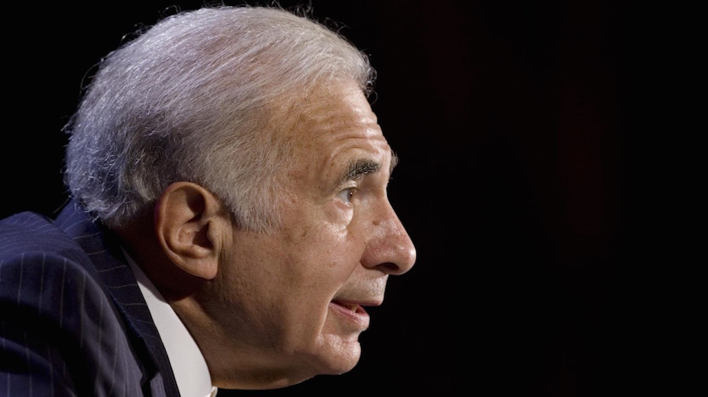 In this Oct. 11, 2007 file photo, private equity investor Carl Icahn speaks at the World Business Forum in New York. Mark Lennihan / Associated Press
