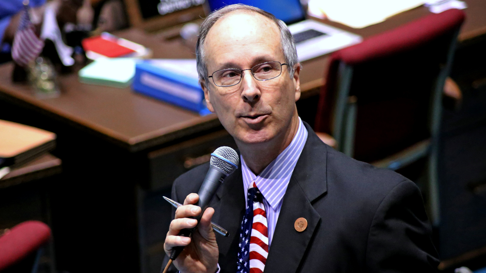 Rep. Bob Thorpe, R-Flagstaff, speaks in Phoenix, Arizona on Thursday, April 7, 2016. (AP/Ryan VanVelzer)