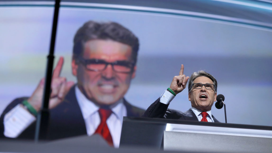 Former Governor Rick Perry of Texas speaks during first day of the Republican National Convention in Cleveland, Monday, July 18, 2016. (AP/Carolyn Kaster)