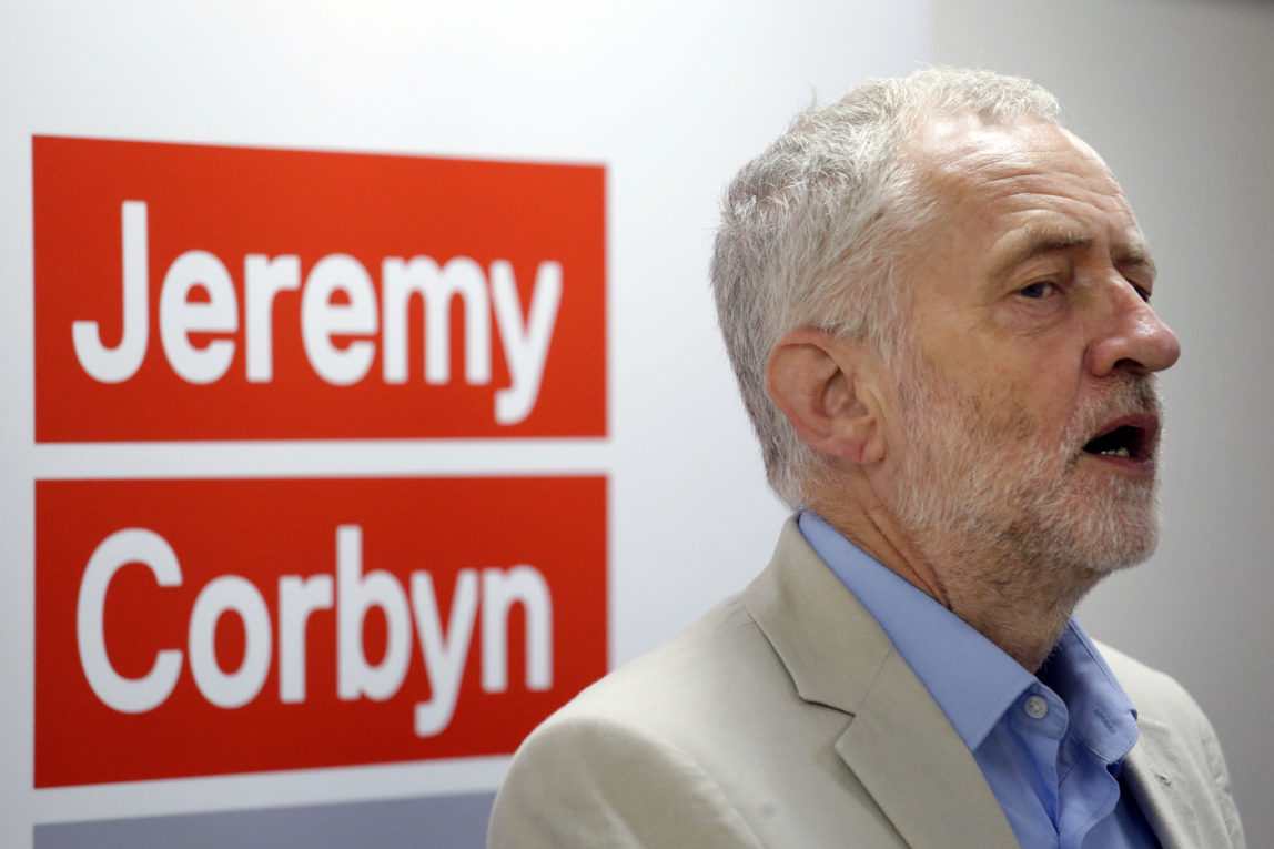 British Labour Party leader Jeremy Corbyn speaks to launch his bid to retain the leadership of the party, at the University College London Institute of Education in London, Thursday, July 21, 2016. (AP/Matt Dunham)