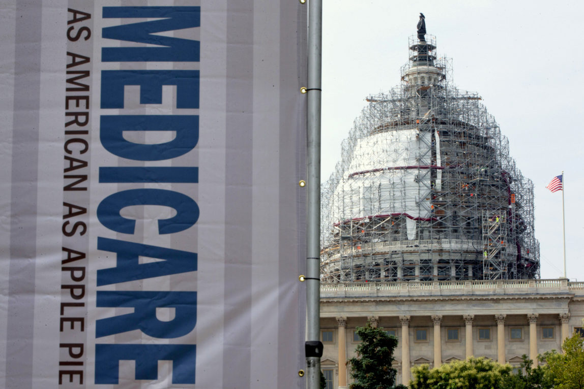 A sign supporting Medicare is seen on Capitol Hill in Washington on Friday, Oct. 14, 2016. (AP/Jacquelyn Martin)