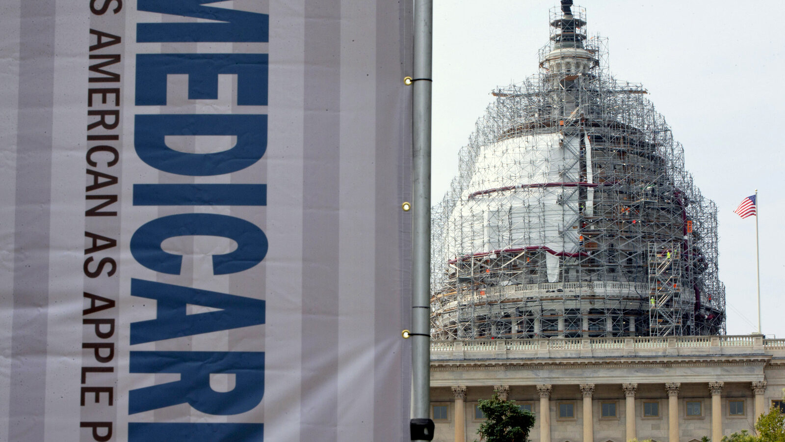 A sign supporting Medicare is seen on Capitol Hill in Washington on Friday, Oct. 14, 2016. (AP/Jacquelyn Martin)