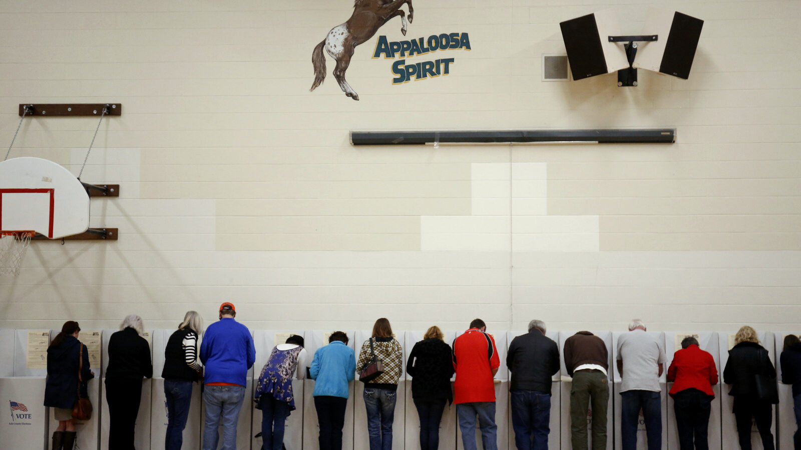 Voters cast their ballots at Cynthia Mann Elementary School in Boise, Idaho, on Tuesday, Nov. 8, 2016. (AP/Otto Kitsinger)