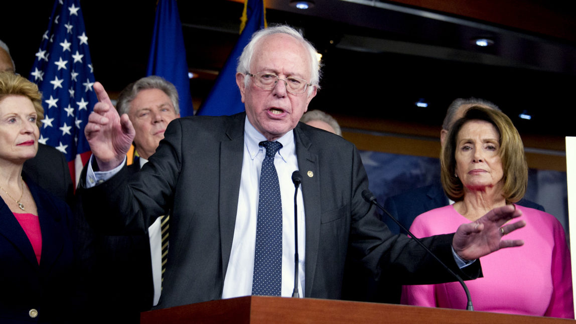 Senator Bernie Sanders (Independent of Vermont) makes remarks as the BiCameral Democratic Leadership meets reporters after their gathering with US President Barack Obama to strategize on how to counter Republican plans to repeal the Affordable Care Act (ACA) in the US Capitol in Washington, DC on Wednesday, January 4, 2017. (Photo: Ron Sachs/CNP /MediaPunch/IPX)